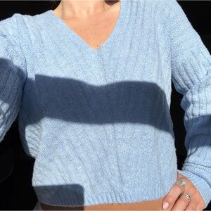 Baby Blue V-Neck Women's Sweater